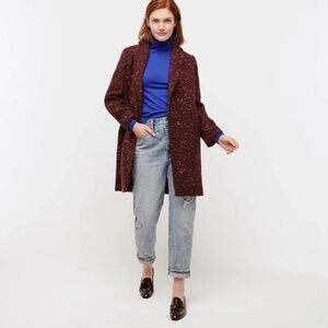 J.Crew (Nalya Daphne) Topcoat Coat Italian Wool Tweed Burgundy (6)